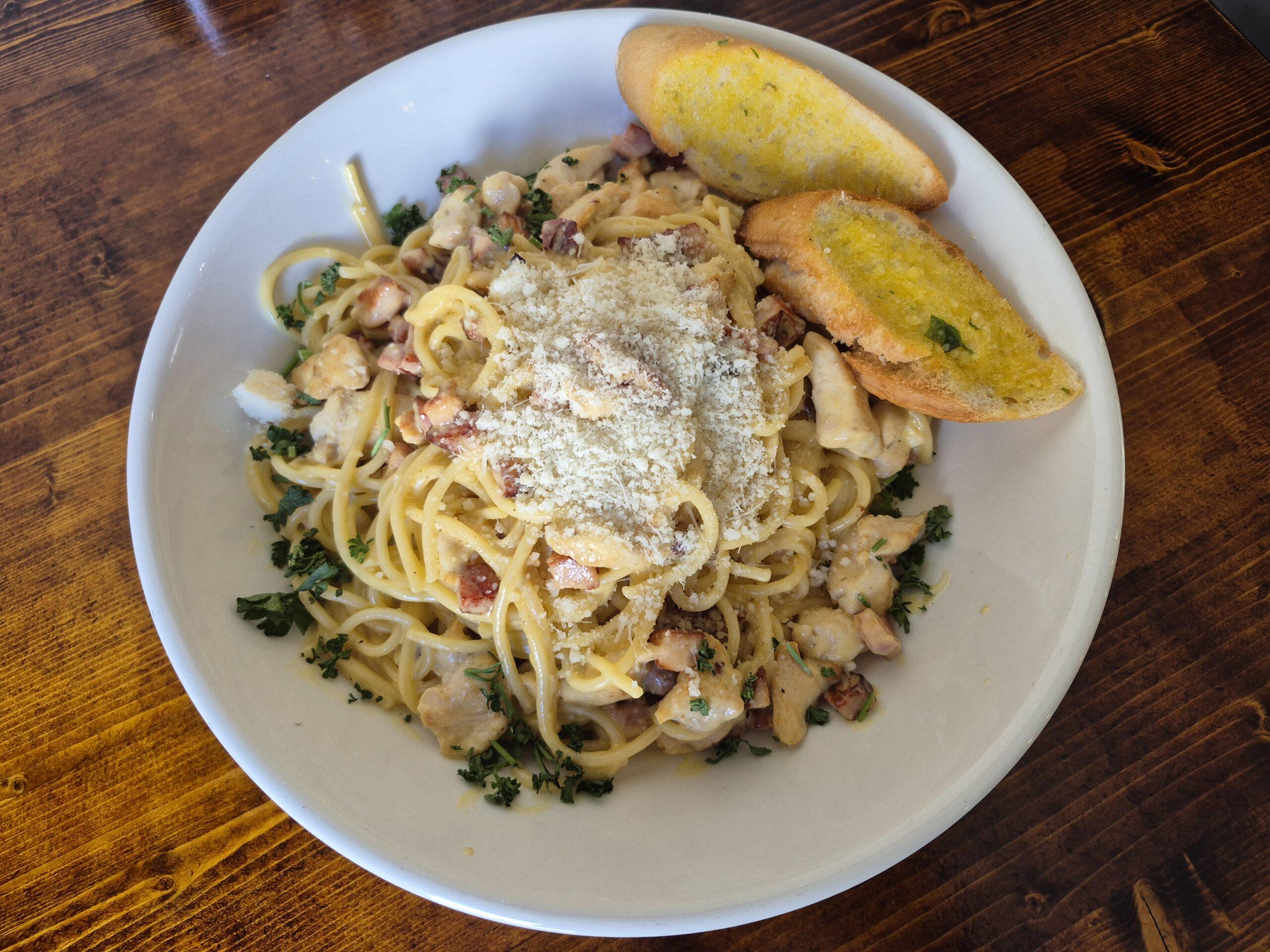 Pasta Carbonara with Chicken(M,S,GL-W,EG)