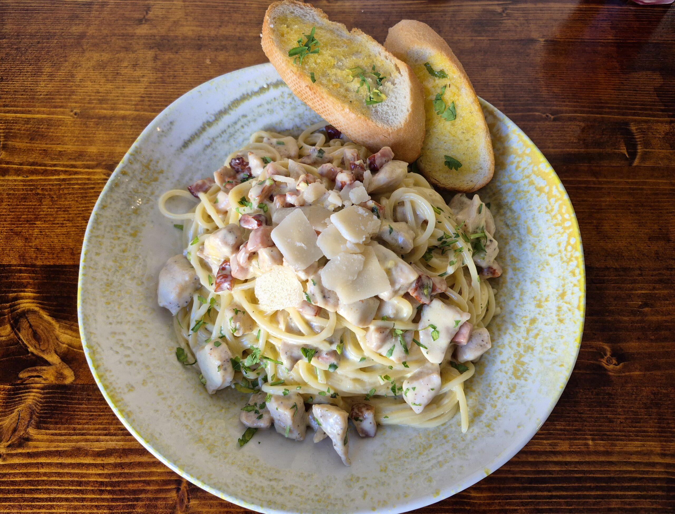Carbonara with Bacon & Chicken  (EG, GL-W, M, S)