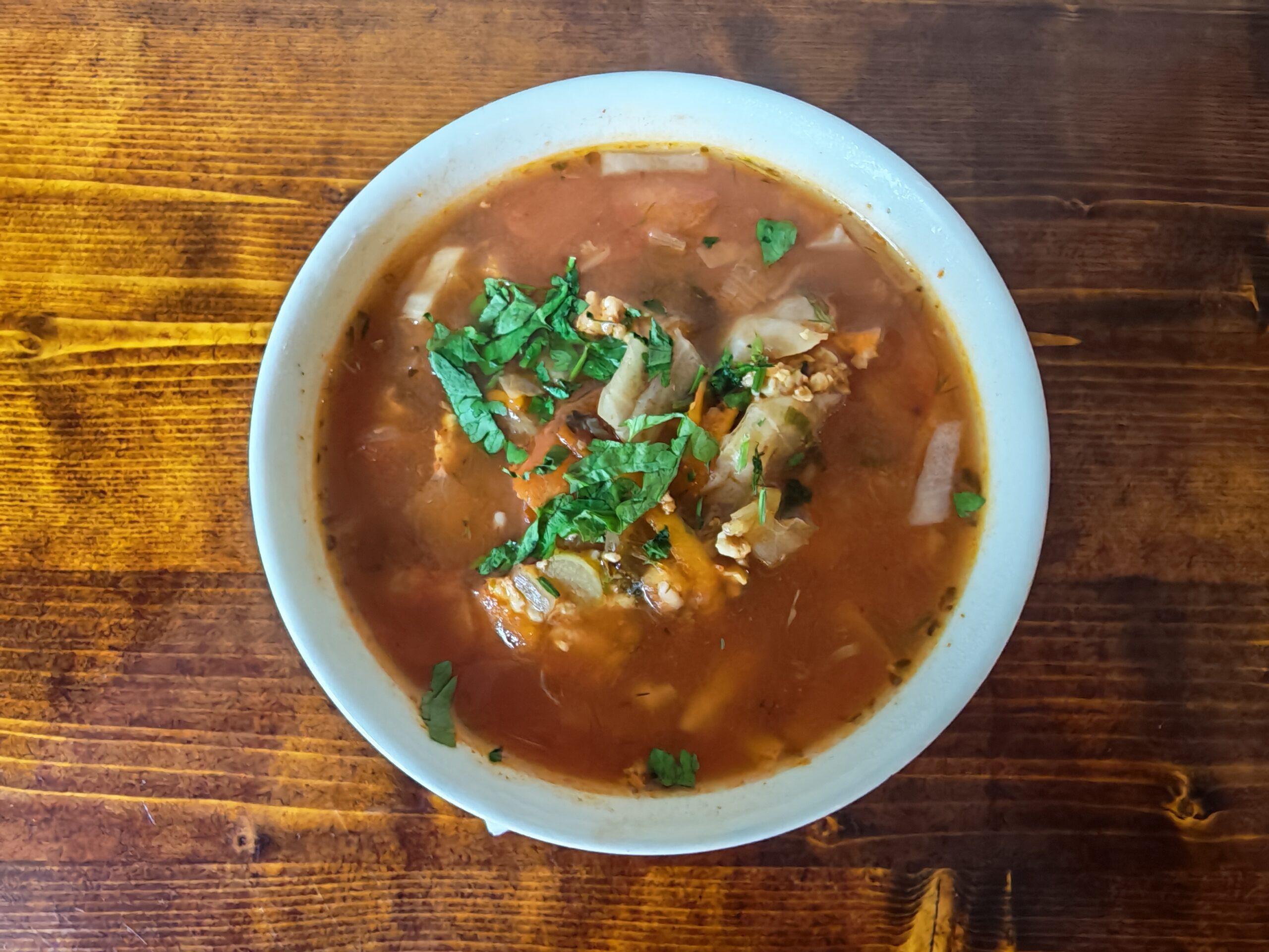 Tomato & Cabbage Soup with Rice