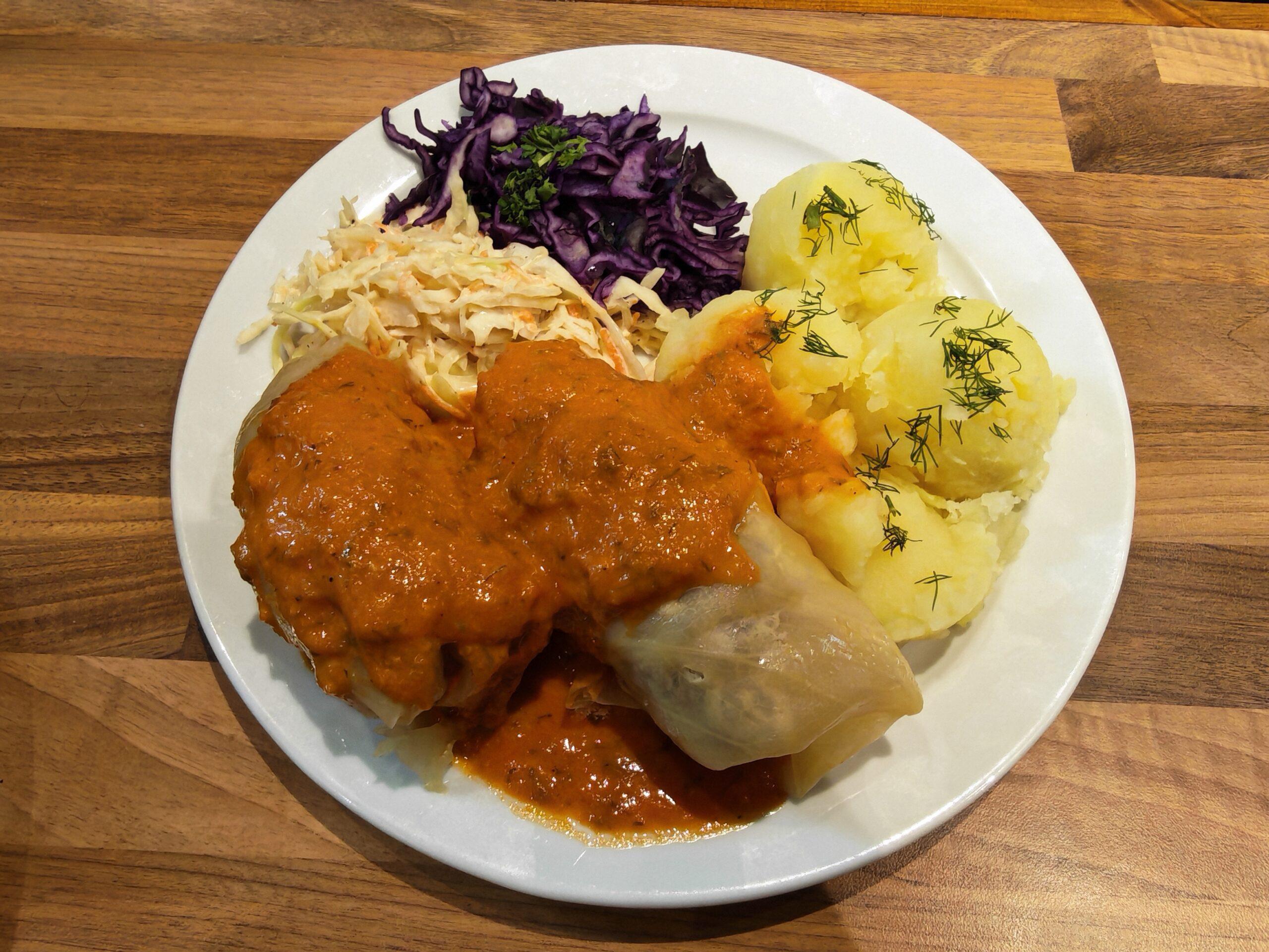 Pork Mince with Rice & Cabbage Roll-Up in Tomato Sauce
