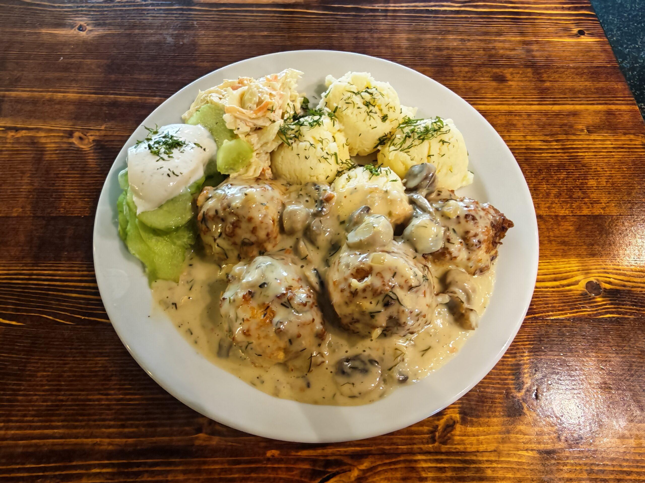 Chicken Meatballs with Mushroom Sauce