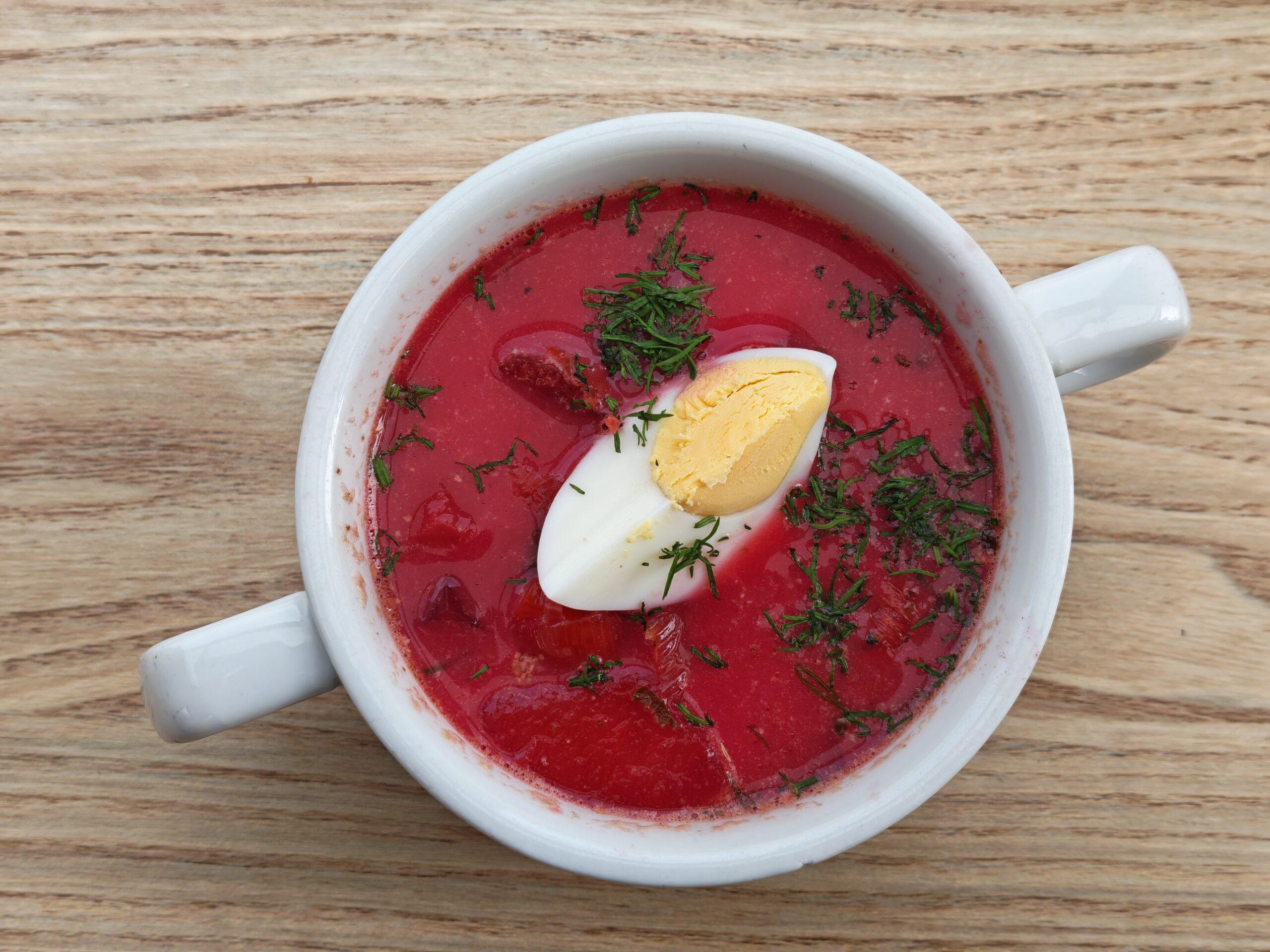 Beetroot Soup with Egg (CE, EG, M, S)