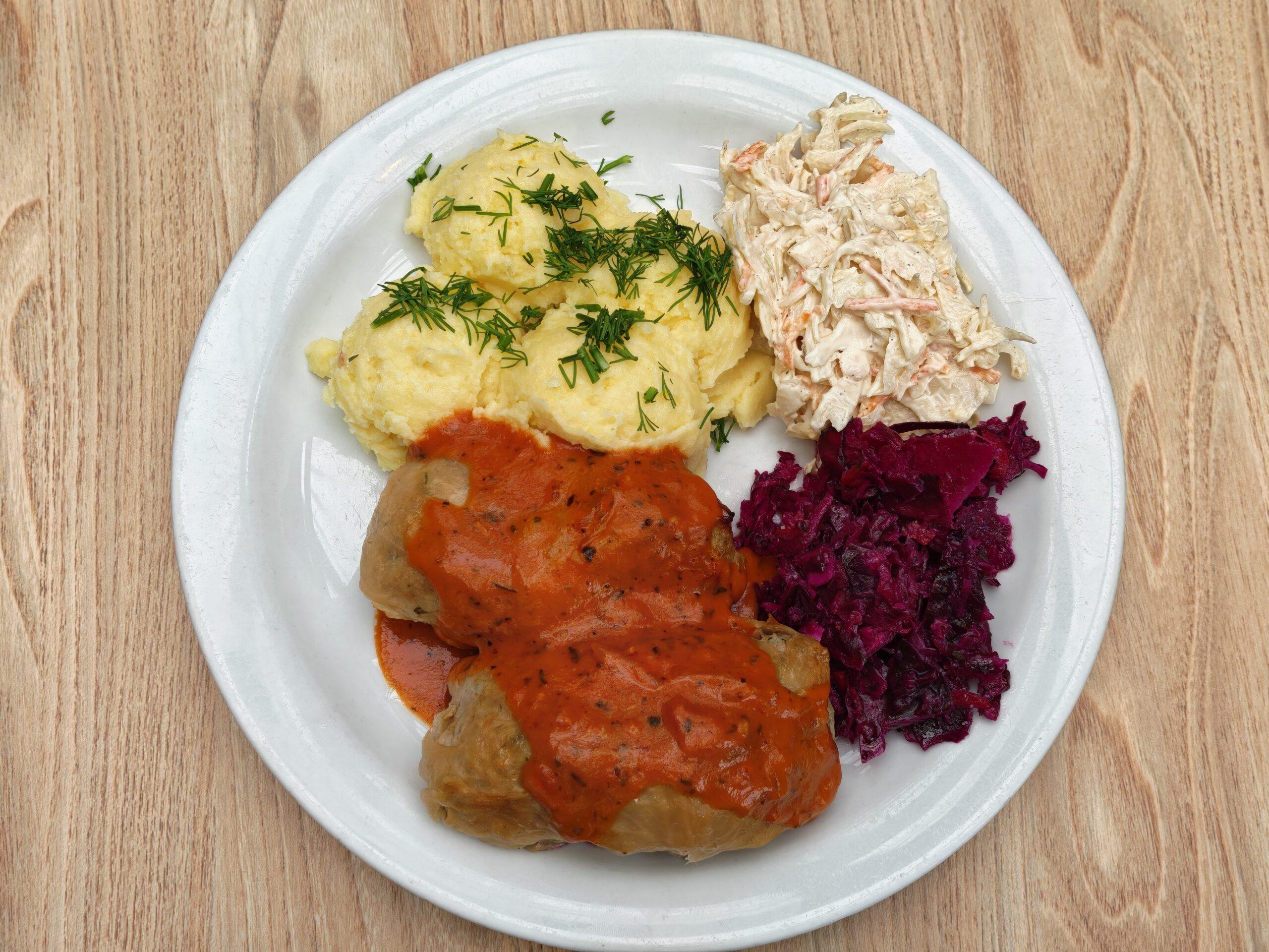 Pork Mince with Rice & Cabbage Roll Up with Tomato Sauce (M, S)